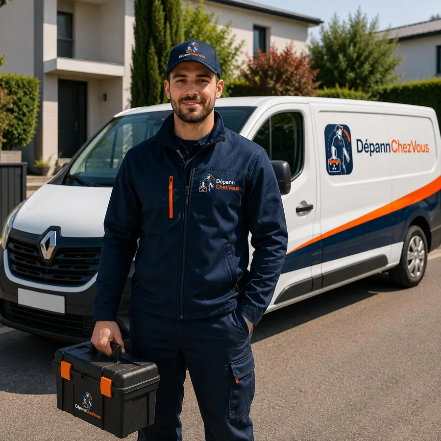 Serrurier DépannChezVous devant sa camionnette, prêt à intervenir à Meudon